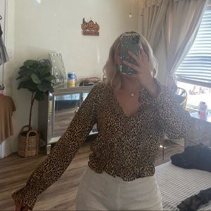 Divided Cheetah Print Ruffle Blouse Size 10